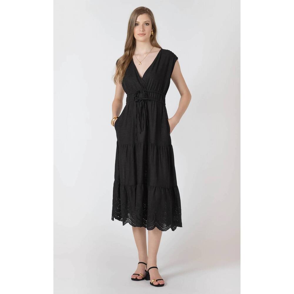 NEW DEX bloom midi dress in black
